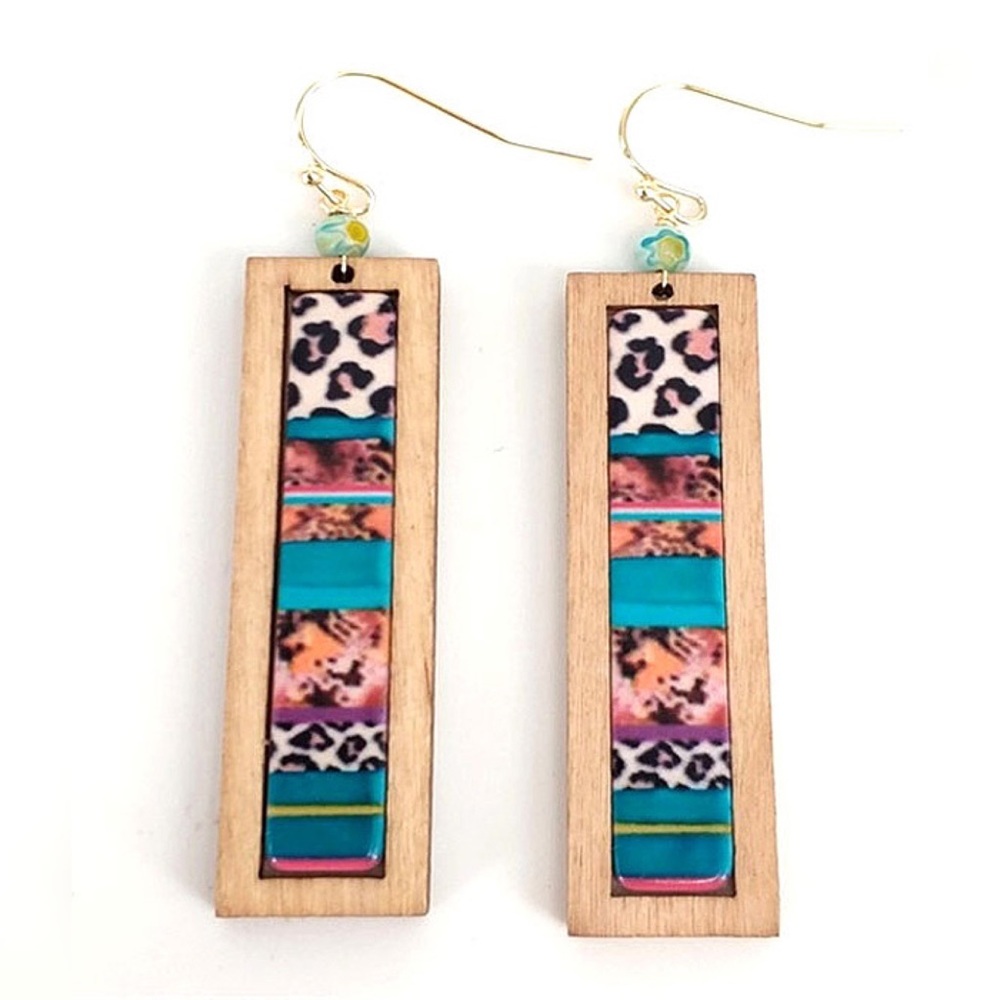 Wood bar earrings